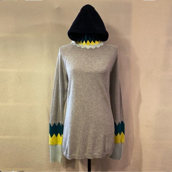 GapFit grey chevron stripe hooded tunic sweater - Picture 1 of 11